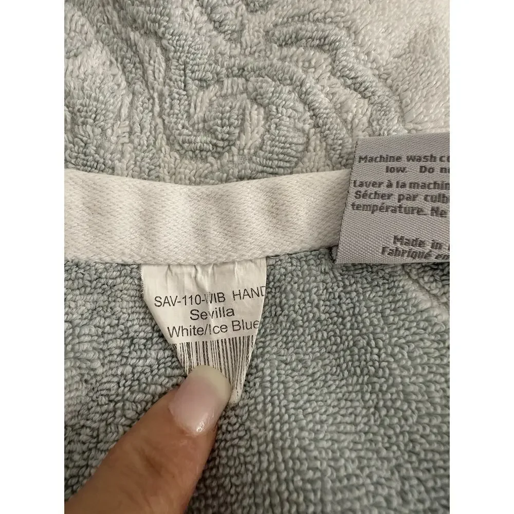 Vintage Hand Towels Fleur De Lis Textured Powder Blue Set Of 2 Sevilla